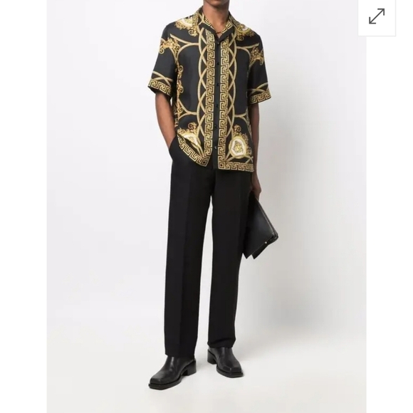 Versace Men's La Coupe Des Dieux-Print Silk Shirt Size 56/XXL - Picture 6 of 12